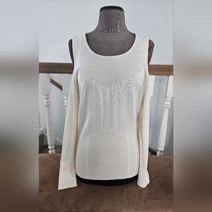 NEW light weight  u-neck open shoulder sweater Off white color